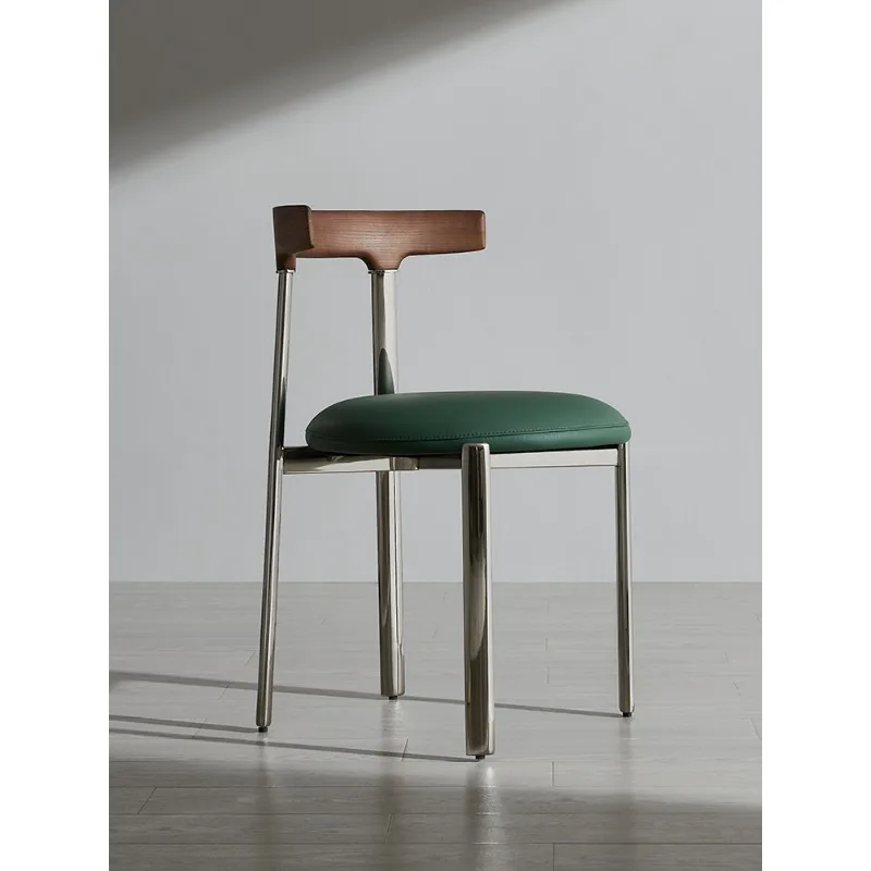 كرسي طعام بسيط من الفولاذ المقاوم للصدأ، طاولة طعام وكراسي منزلية فاخرة من الخشب الصلب #4