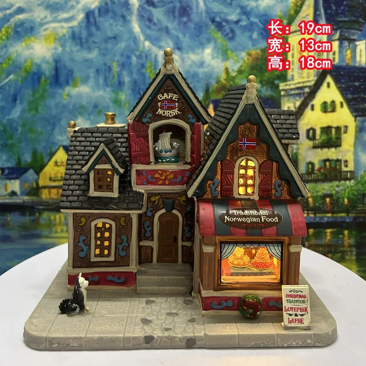 Lemax Ceramic Painted Night Lamp House Figurine Miniature Version of European Building Home Furnishing Living Room Decoration