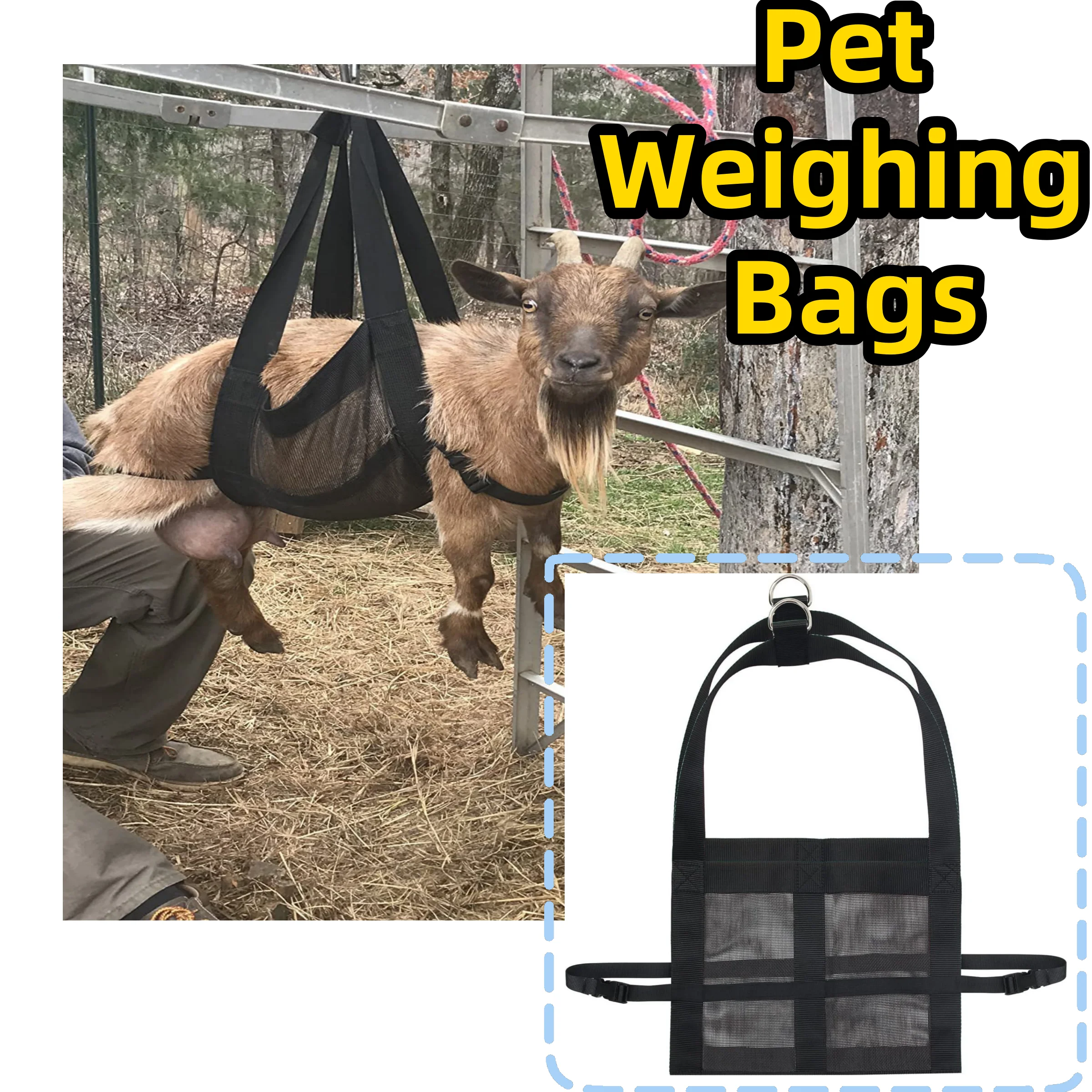 Calf Sling for Weighing Animal - Calf Scale Hanging Weight Scale Sling with Adjustable Strap for Weighing Calves Goat Livestock