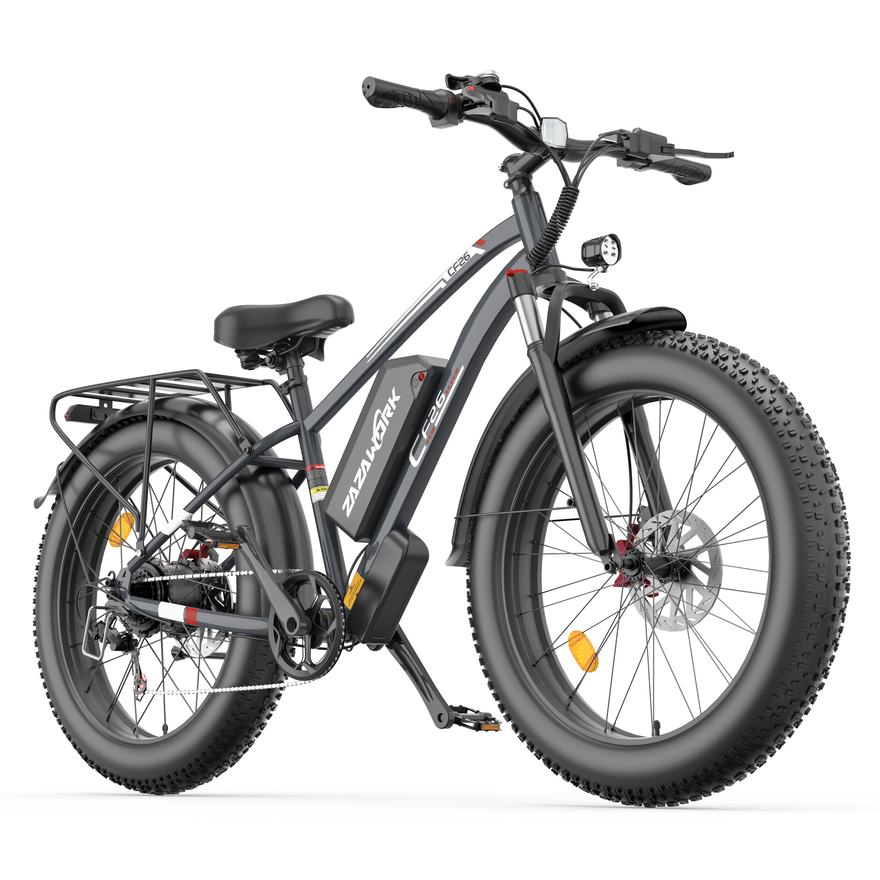 ZAZAWORK CF26 Erwachsenen-Elektrofahrrad 48V20AH Akku E-Bike 26*4,0 Allterrain-Breitreifen E-Bike