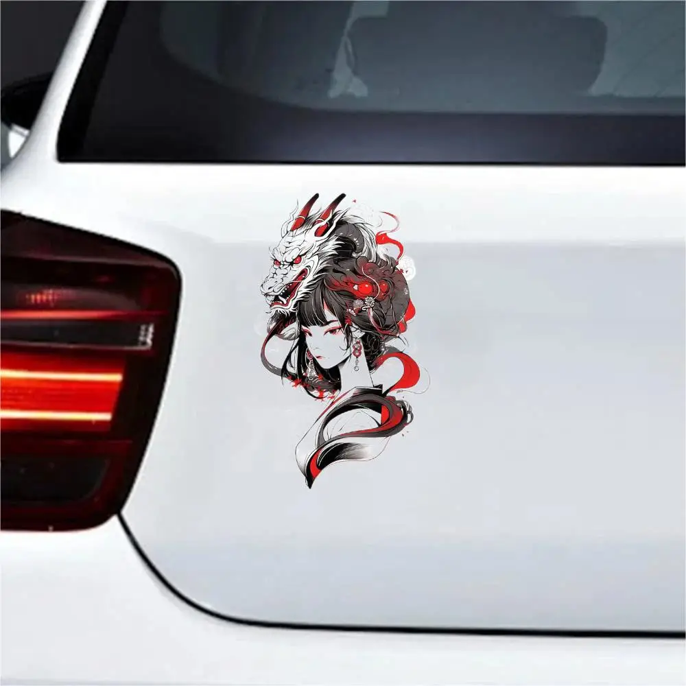 Personality Girl Pretty Anime Art Car Sticker Sunscreen Cute Decals Scratch-Proof Bumper Caravan Decor