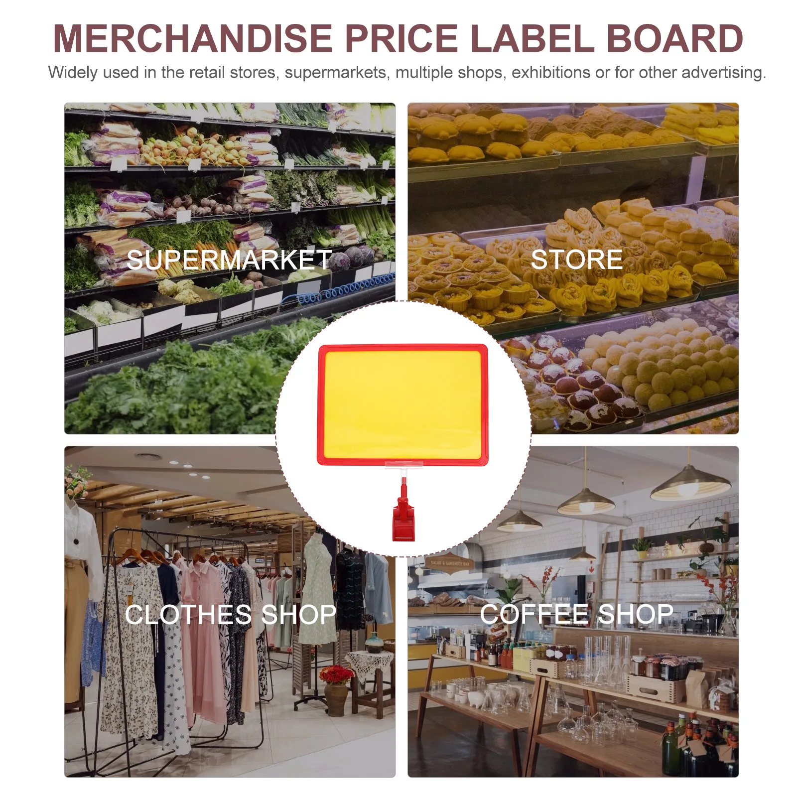 

A4 Clip Sign Holder Small Blackboard Tags Label ABS Reusable Price Display Tag Board for Retail Supermarkets
