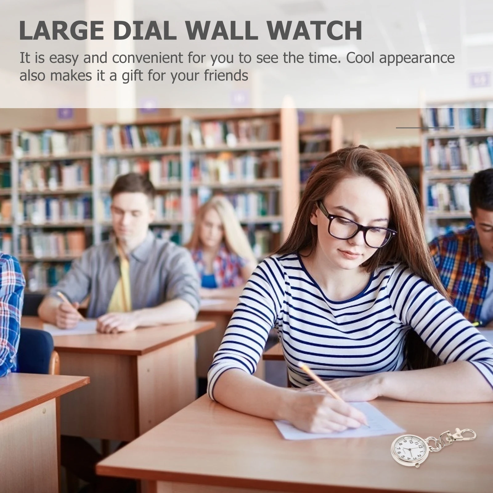 

1pc Large Dial Quartz Watch Nurse Hanging Necklace Pocket Fob Digital Key Chain Medical Zinc Alloy Portable Student Exam Timer