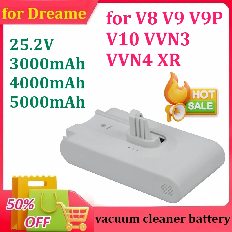 

25.2V 3000/4000/5000mAh for Dreame V8 V9 V9P V10 VVN3 VVN4 XR Handheld Cordless Vacuum Cleaner Parts Replacement Battery