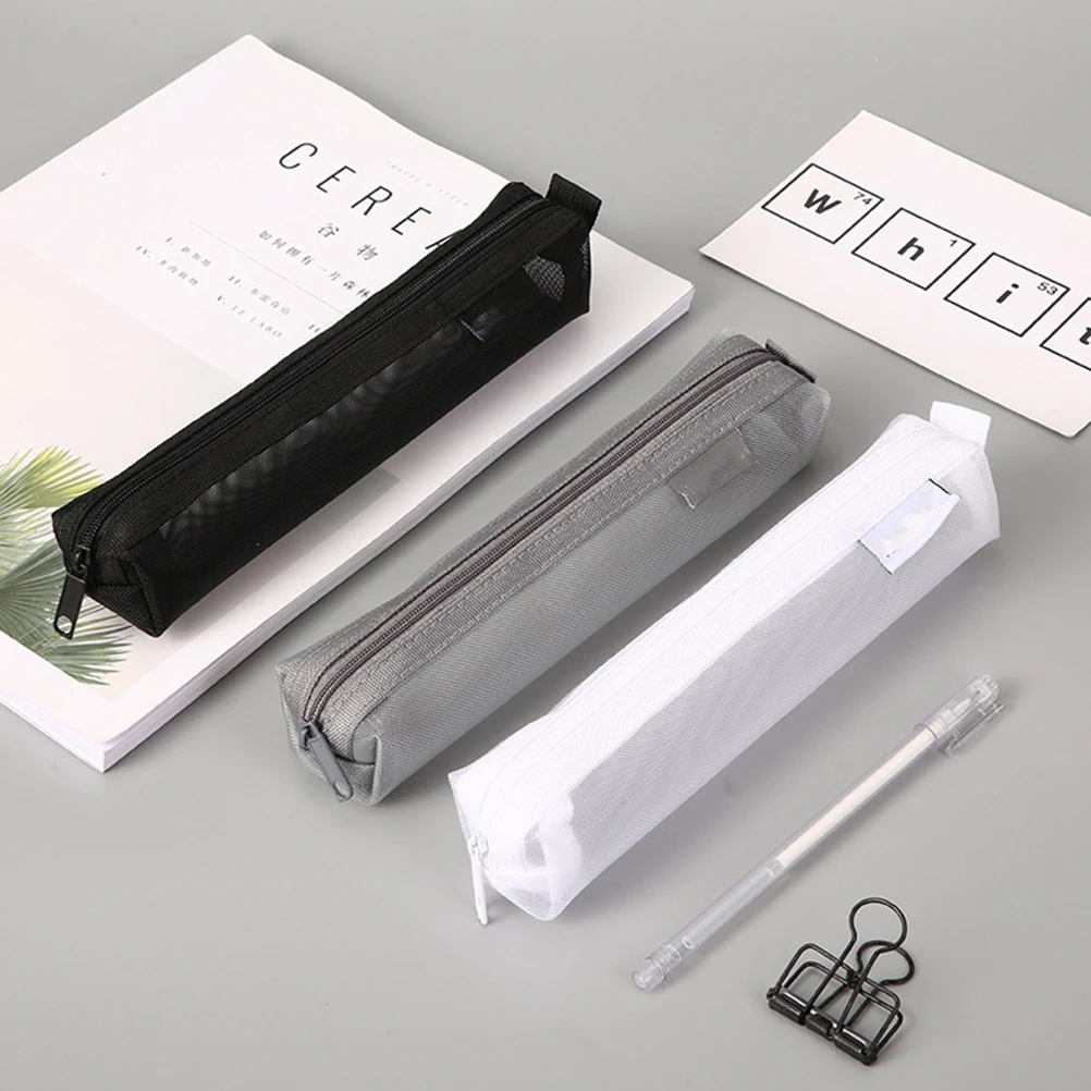 

2Pcs Exam Pencil Bag Large Capacity Clear Storage Pouch Students Stationery Organizer Pen Container Drawing Pencils Nylon School