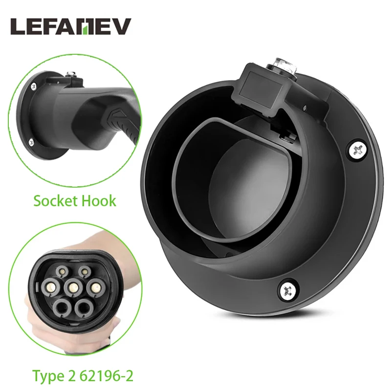 Lefanev EV Charger Holder for Electric Vehicle Wallbox Mount Plug Socket Type 2 62196-2 Connector Dummy Socket Charging Station