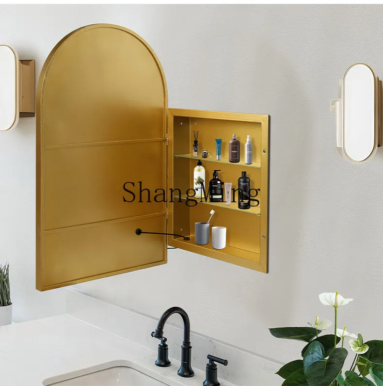 SM bathroom mirror wall-mounted storage integrated bathroom mirror anti-fog washstand makeup mirror
