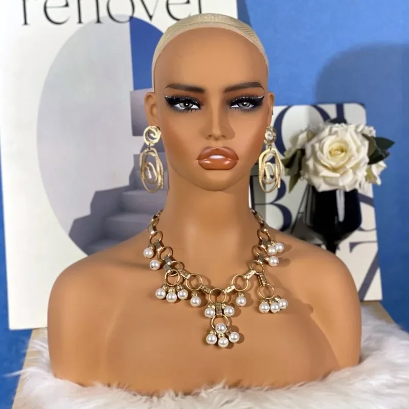 

Реалистичный женский парик, голова манекена с плечами для париков, шляп, ювелирных изделий