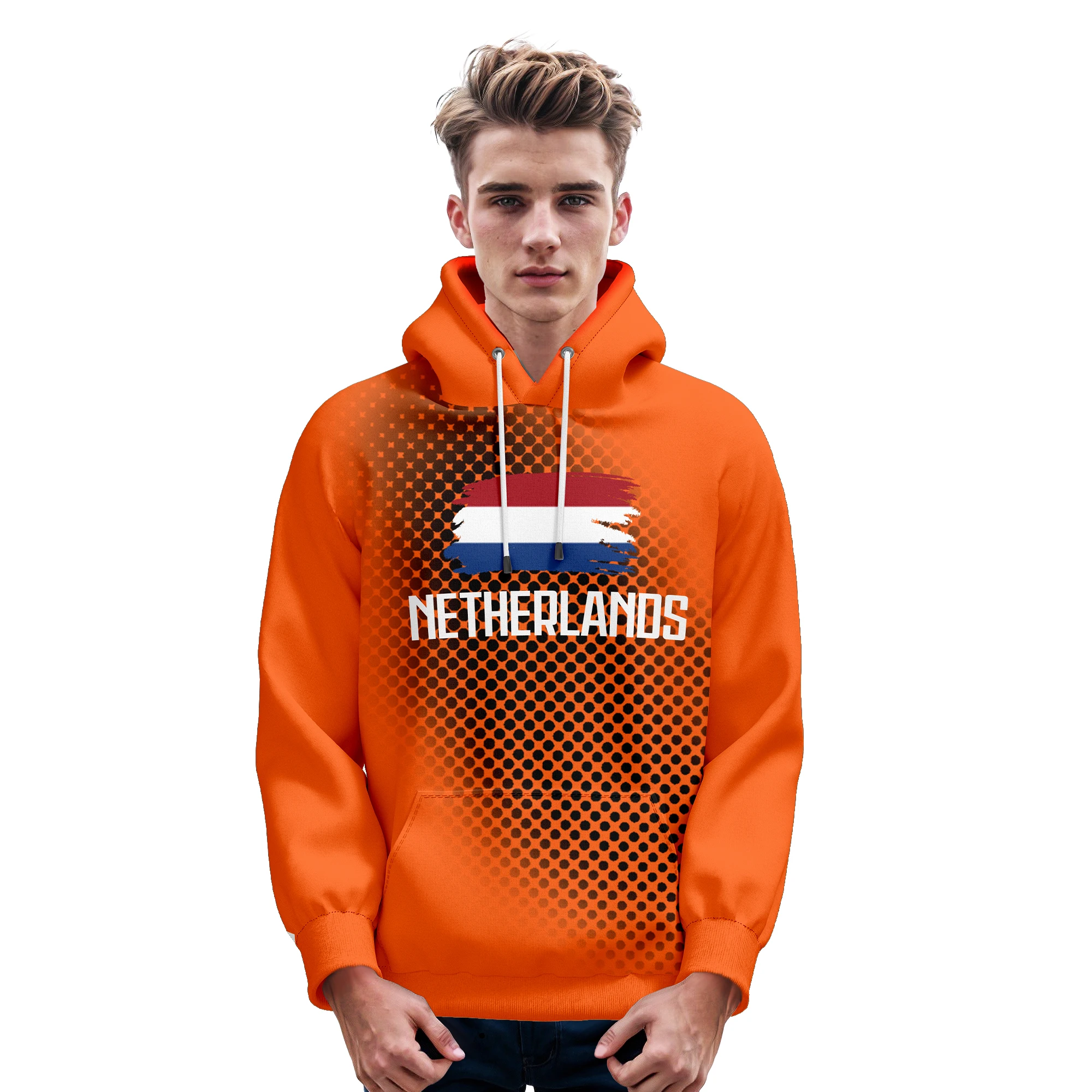 Benutzerdefiniertes Niederlande-Fußball-Hoodie-Sweatshirt, personalisierbar, bedruckt, Name und Nummer, Fußball-Pullover, Fans, Geschenk für Männer, Frauen, Jugendliche