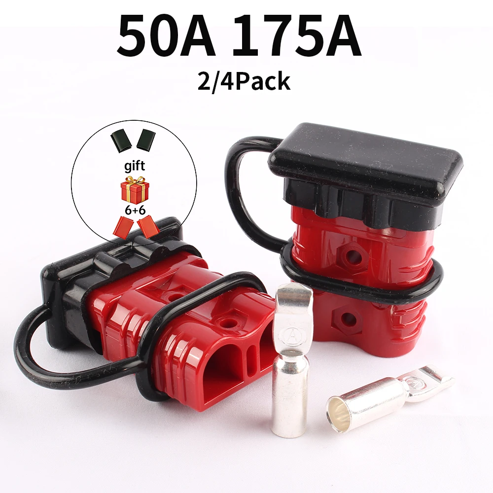 

50A 175A High Current Power Double Pole Quick Connect Disconnect Battery Charging Cable Connector Plug with Soft Dust Cover