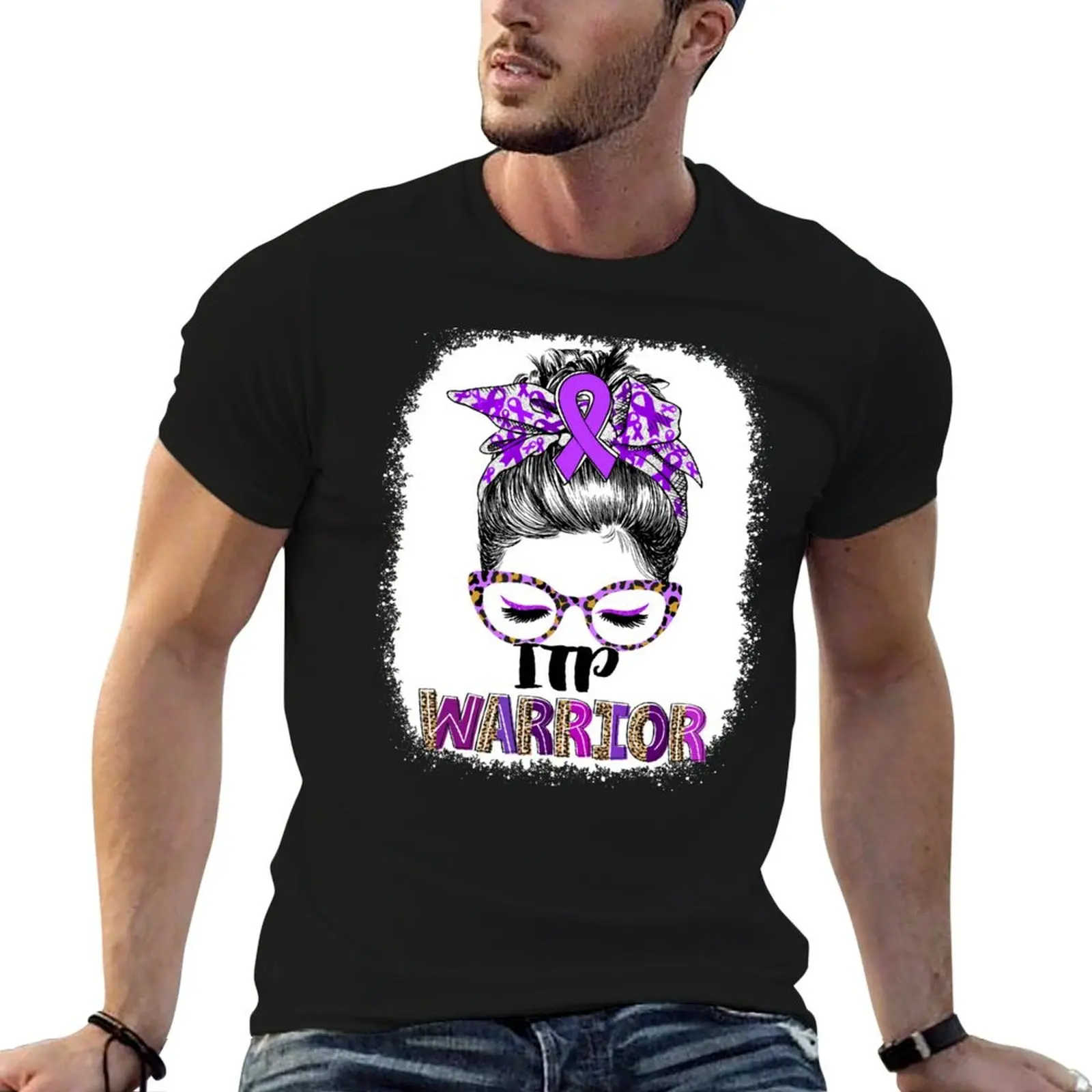 

Messy Bun Leopard ITP Warrior T-Shirt blanks shirts graphic customs design your own men clothes