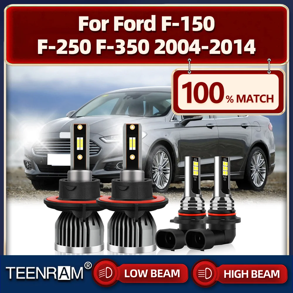 LED Headlight Bulbs 6000K Car Fog Lamps 40000LM Auto Headlamp 12V Plug and Play For Ford F-150 F-250 F-350 2004-2012 2013 2014 