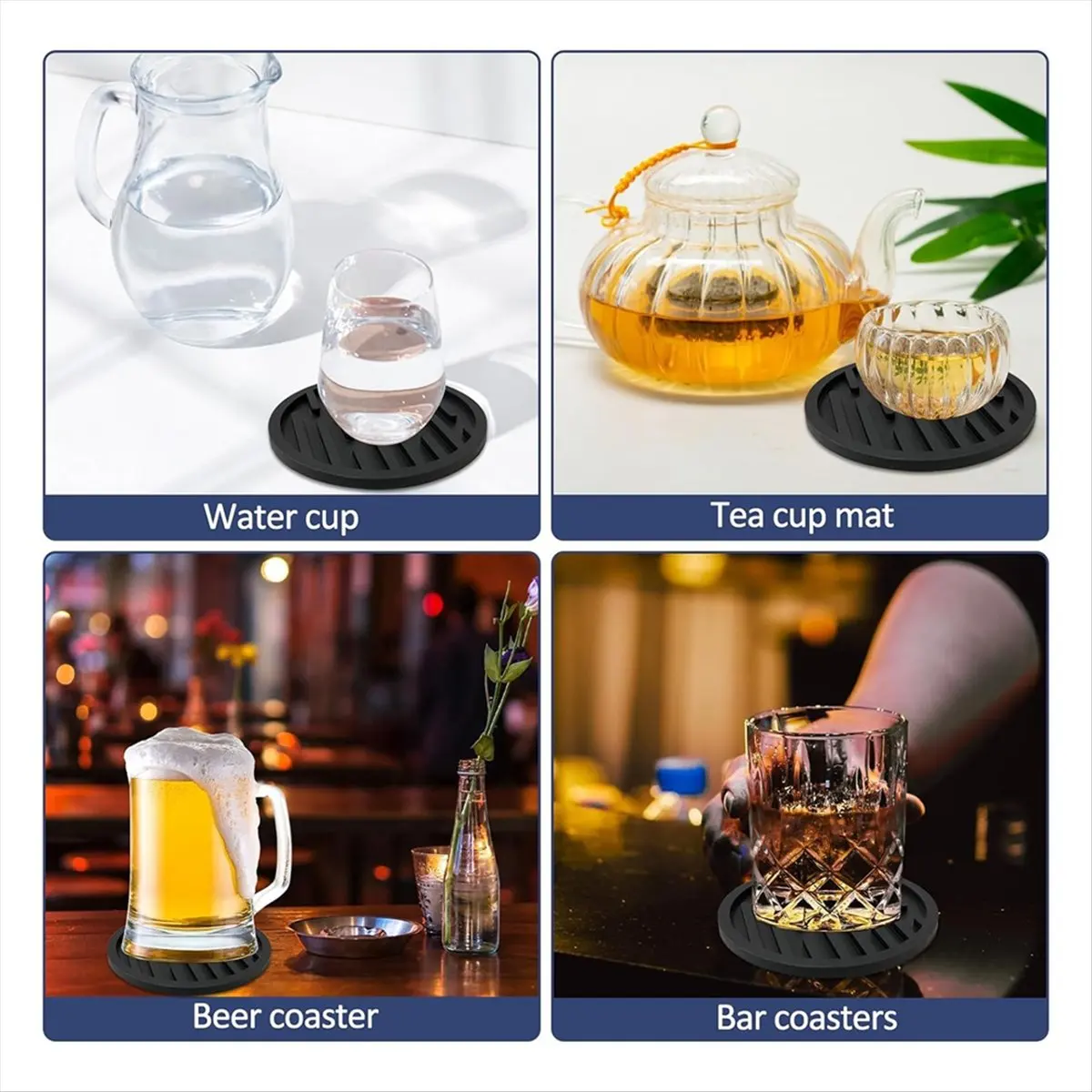 A22I 4PCS Coasters,Coasters for Table,Non-Slip Heat Coasters for All Cups,for Homes & Bars