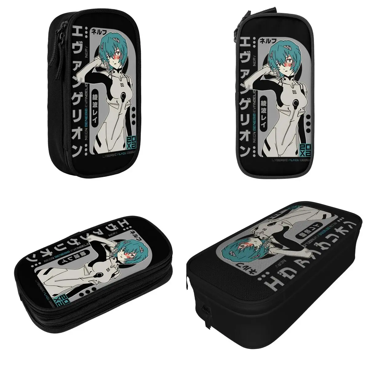 Rei Ayanami N.G.E. Estuche de lápices para estudiantes, bolsa de almacenamiento grande, papelería de oficina con cremallera