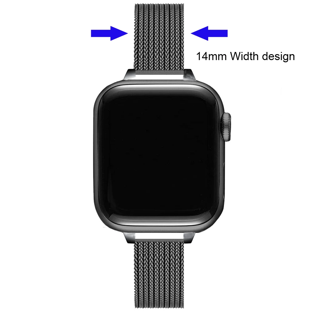 Slim Strap for apple watch se series 6 5 4 band 40mm 44mm mesh Stainless Steel Bracelet for iwatch 3 38mm 42mm Thin Wristband