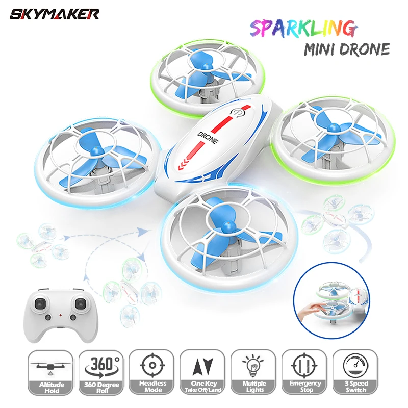 Mini RC Drone Helicopter with Auto Hover 360° Flights Headless Mode Altitude Hold RC Drone Quadcopter Toys for boys Gift