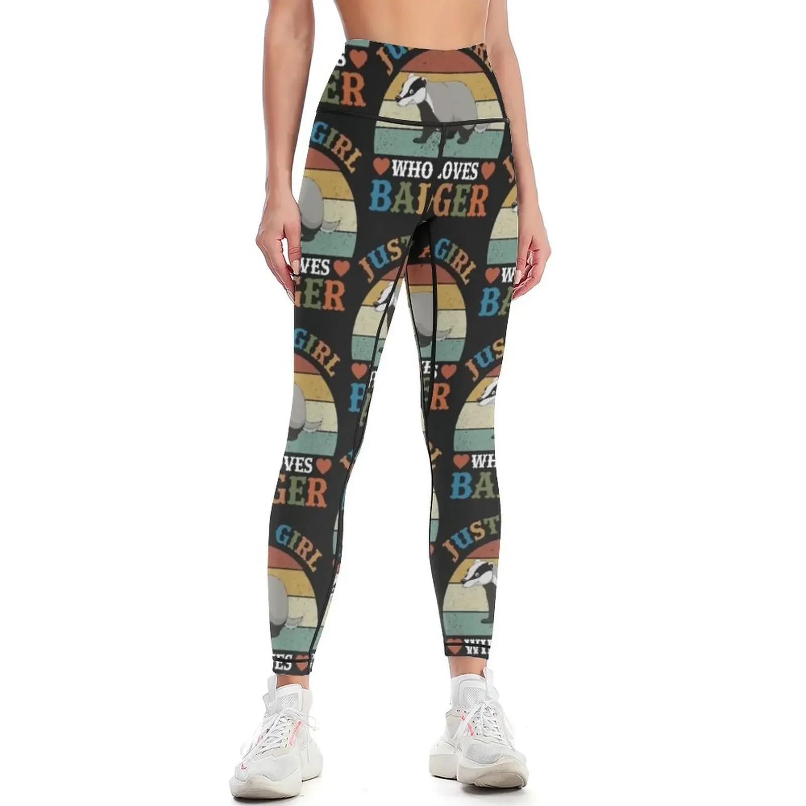 

Just A Girl Who Loves Badger Retro Leggings high waist sports for for physical Womens Leggings