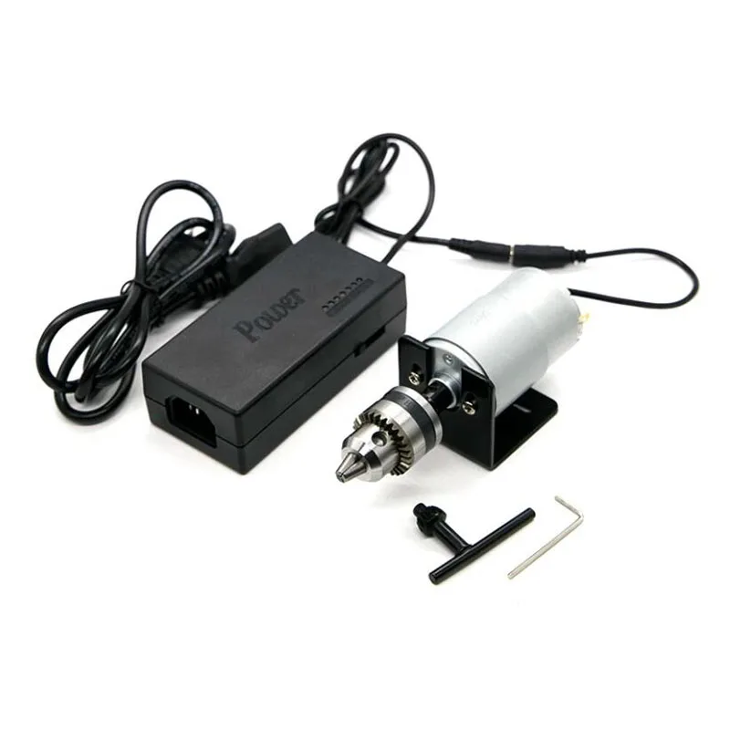 DC Mini Electric Drill DIY Kit 795 Motor B12 Chuck 7-Speed 12-24V with Power Adapter