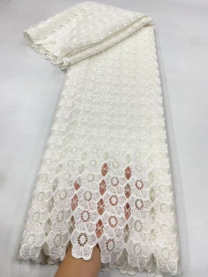 2026 High Quality African Lace Fabric cotton Swiss Voile Lace Fabric Nigerian Laser embroidery Sequined Popular Dubai Style