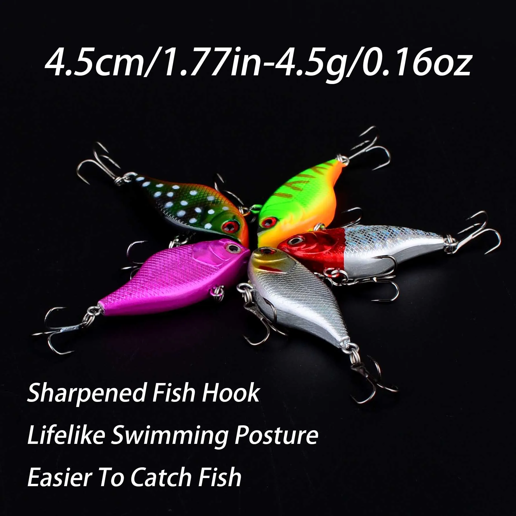 5 قطعة السحر الصلب VIB الصيد أسماك الطعم ثلاثة أضعاف السنانير كرانكبيت Wobblers صيد السمك عيون ثلاثية الأبعاد