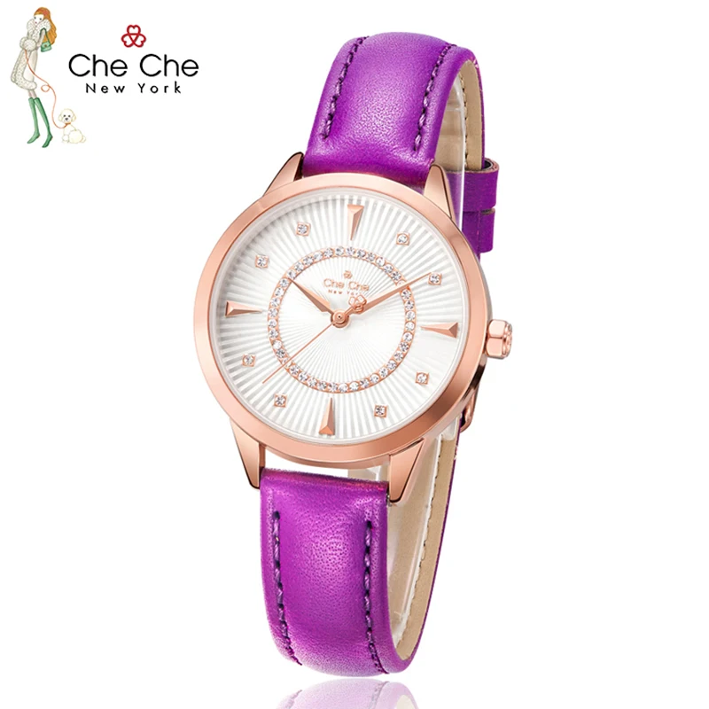 CHECHE Watch female genuine cherry gemstone light luxury temperament quartz tide elegant fashion simple thin send gift box CC038