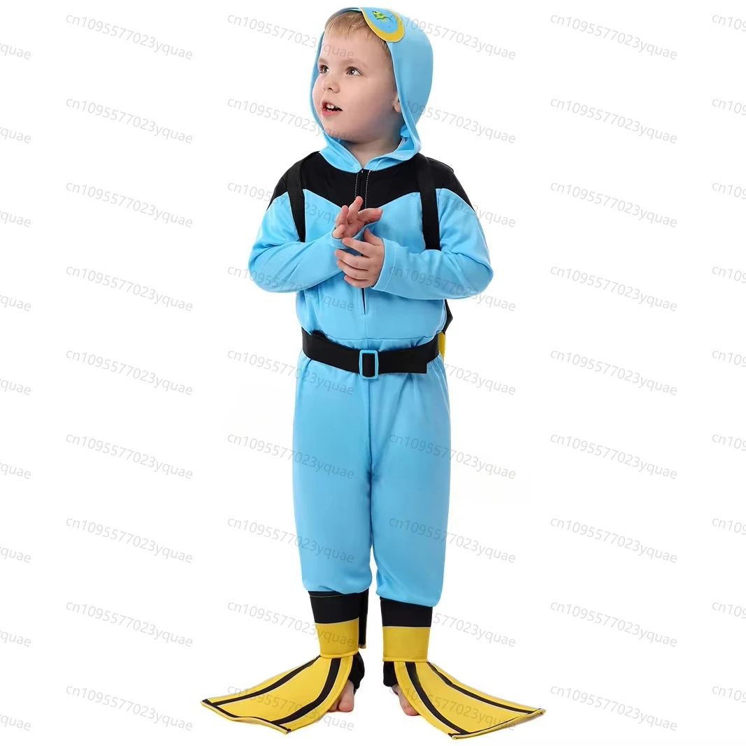 Kids Wetsuit Career Diver School Party Stage Show Performance Roles Play Outfit Children Boys Girls Halloween Cosplay Costumes