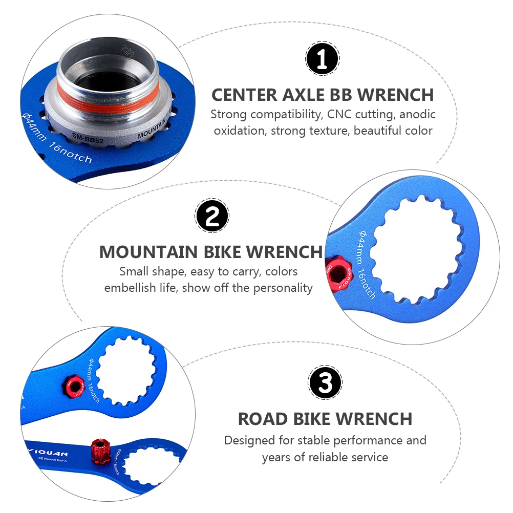 

2pcs Aluminum Alloy Bike Wrench Crankset Removal Tool Central Installation Wrench For Mountain Road Bikes Lightweight Portable