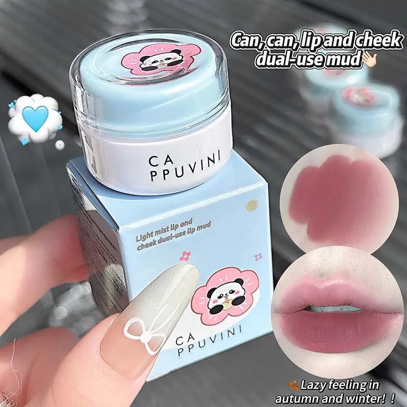 Vielseitig einsetzbarer brauner Lippen- und Wangen-Mud, samtig-matter Lippenstift, wasserfest, langanhaltend, nicht klebend, Rouge-Lippenstift, Wangen-Tint, koreanisches Make-up