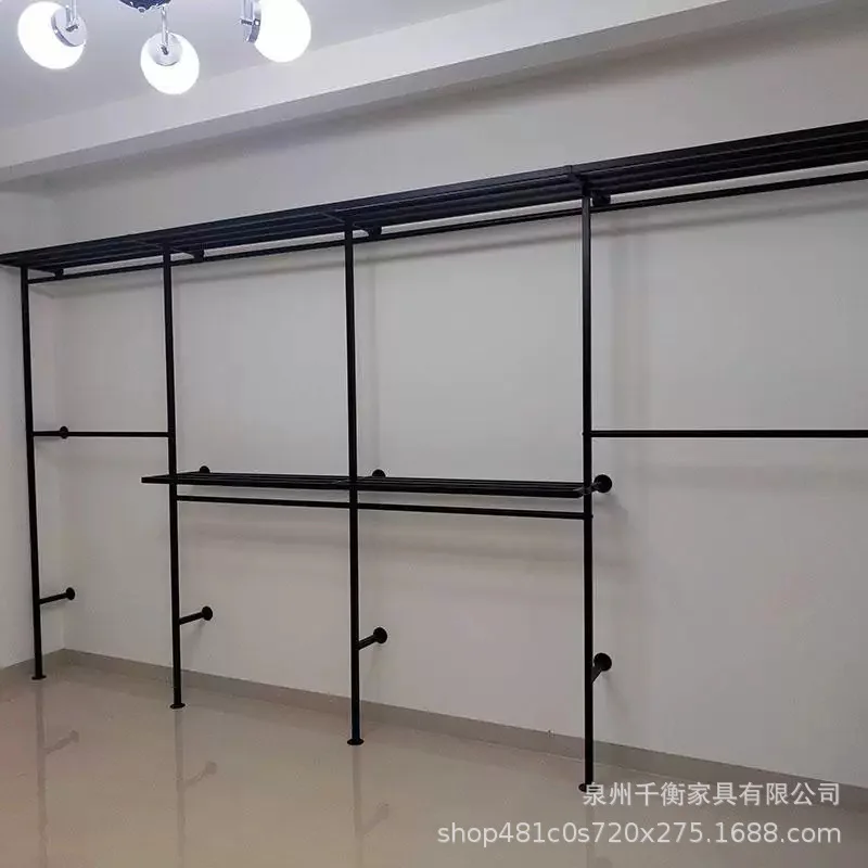 Customized bedroom cloakroom hanger on the wall Metal wardrobe Household hanging clothes rack Wall assembly coat rack