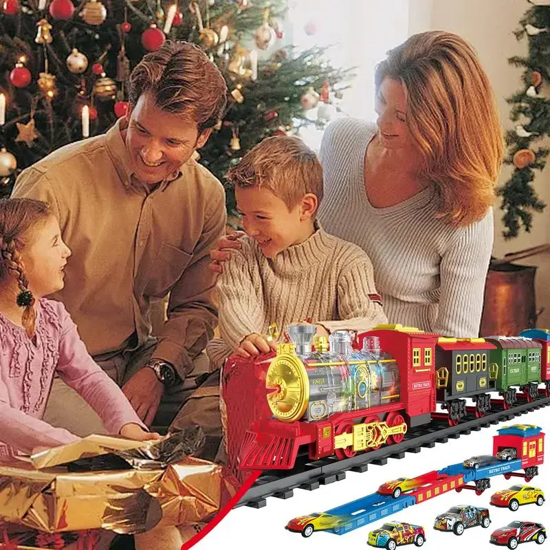 

Model Train Set Electric Train Set Sound Train Toy Locomotive Model Battery-Powered Railway Kit Christmas Toy For Girls