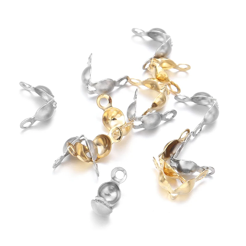 50 قطعة الفولاذ المقاوم للصدأ موصل المشبك الكرة سلسلة كالوت نهاية العقص الخرز موصل مكونات لصنع المجوهرات عقد دي اي واي