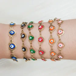 Fashion Stainless Steel Bracelet Loving Evil Eye Enamel Bead Jewelry Men and Women Devil Eye Bracelet Mexico Turkish Boho Gifts
