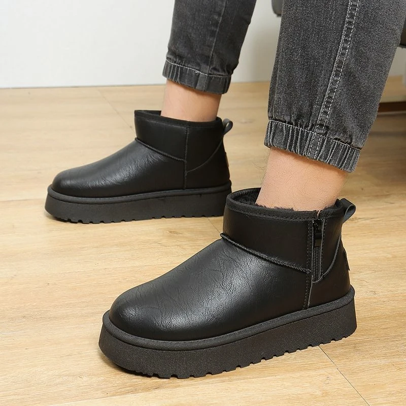 Women Snow Boots 2026 Winter Warm Plush Lined Waterproof Non Slip Platform Thick Bottom Faux Fur Cold Resistant Ankle Boots