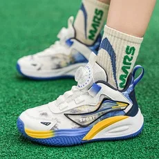 أحذية كرة سلة شبكية للأولاد، أحذية مسامية ومضادة للانزلاق للمنافسة والتدريب، أحذية كرة سلة بإبزيم دوار