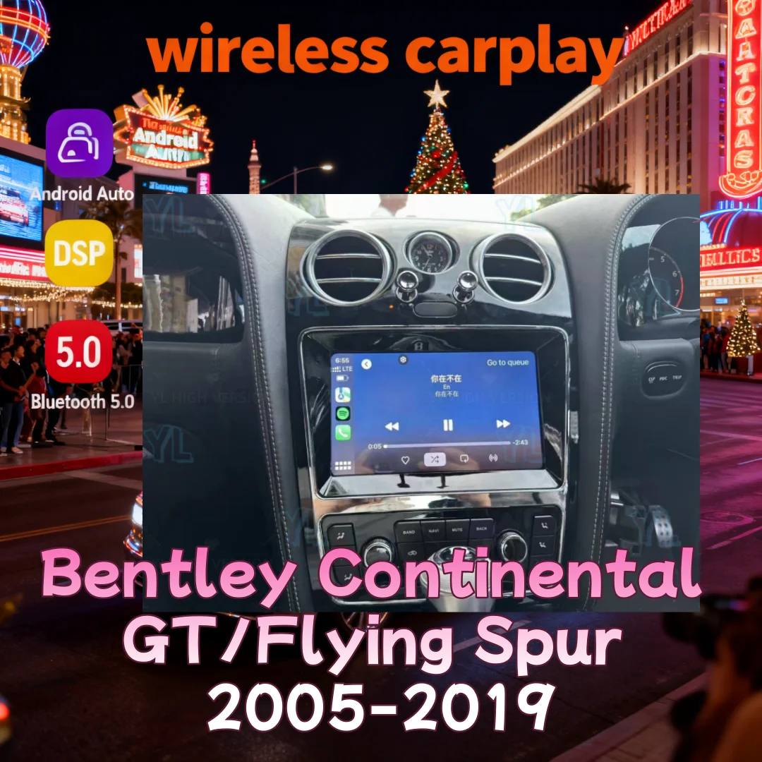 

y Android 14.0 Video Player For Bentley Continental GT Flying Spur 2005-2019 Multimedia GPS Car Radio Head Unit 4G Bluetoot 5.0