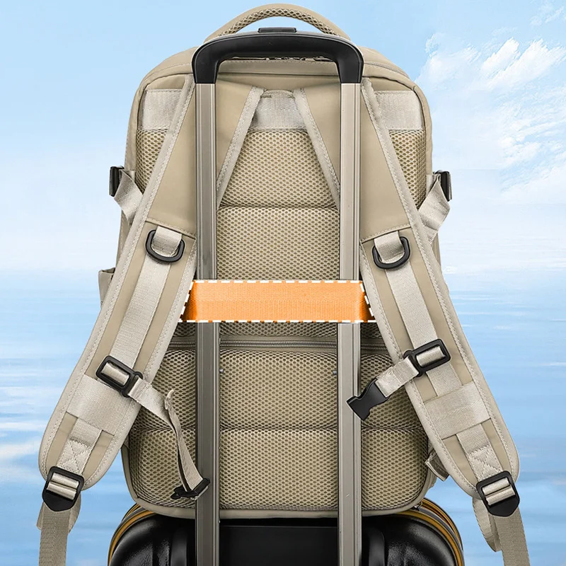 Zaino da viaggio multiscomparto color albicocca Organizzatore di grande capacità con tasca per laptop Scomparto per scarpe Zaino per bagagli da lavoro