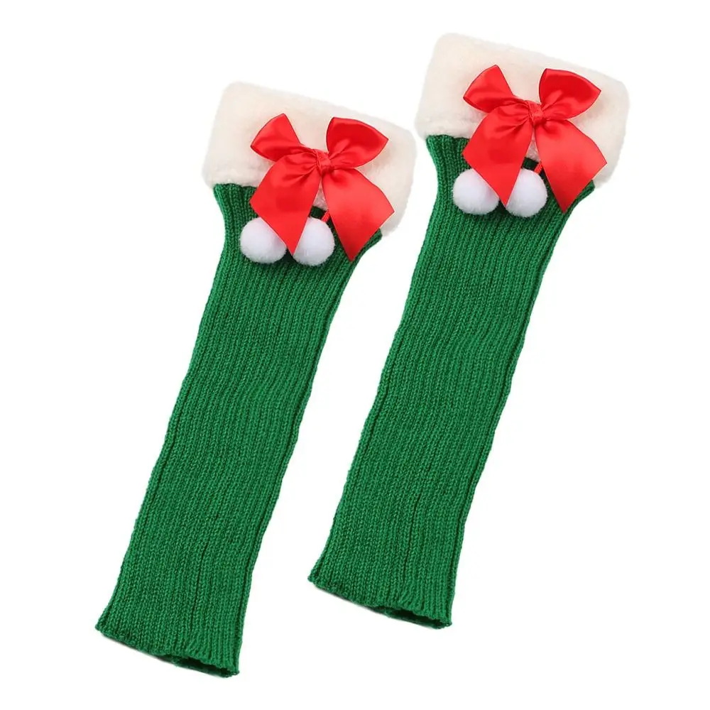 

Sweet Breathable Christmas Bow Stockings Leg Socks Thick Cuffs Y2K Knit Leg Warmers Warm Elastic Foot Cover Socks Autumn Winter