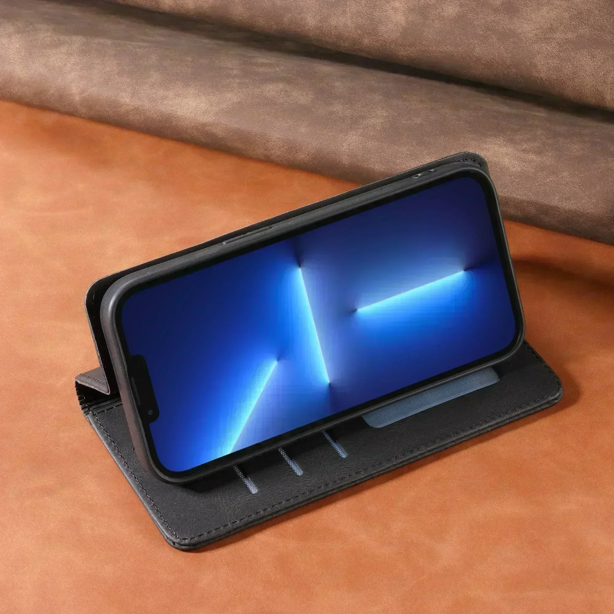 Funda tipo billetera de cuero con tapa para iPhone 11 12 13 14 15 Pro Max Mini XS Max X XR 8 7 6 6S Plus SE, Funda protectora con tarjetero