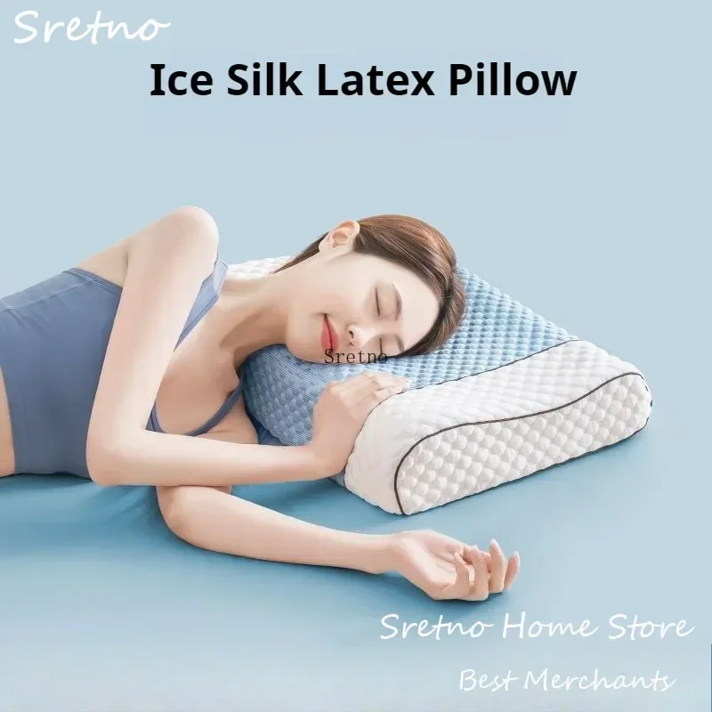 

Thailand Natural Latex Pillow Single Neck Pillows Summer Ice Silk Pillowcase Home Sleeping Pillows Student Body Pillow Almohadas