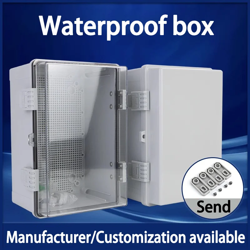 IP66 Abs Pc Gray/Transparent Cover Enclosure Power Junction Box Hinge Outdoor Waterproof Plastic Electrical Distribution Box