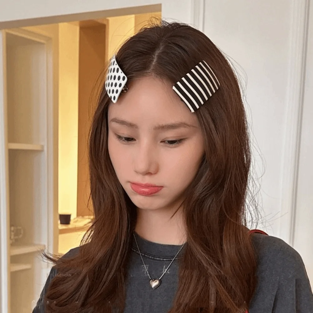 Personalized Acetic Acid Polka Dot Hair Clip Striped Colorful Acetate Hairpin Korean Style Sweet Cute Spring Clip Female
