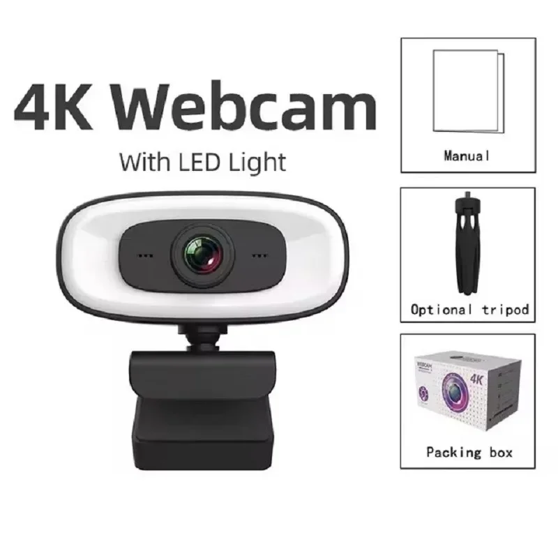 ZLRLMHY For PC Laptops Live Streaming Camera Webcam Mini 4K USB Computer Webcam Full HD1080P Web For Work With Microphone Tripod