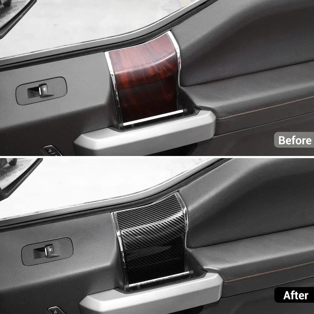 Interior Door Handle Panel Trim ABS Cover Accessories 2015-2020 for Ford F150 Carbon Fiber Texture