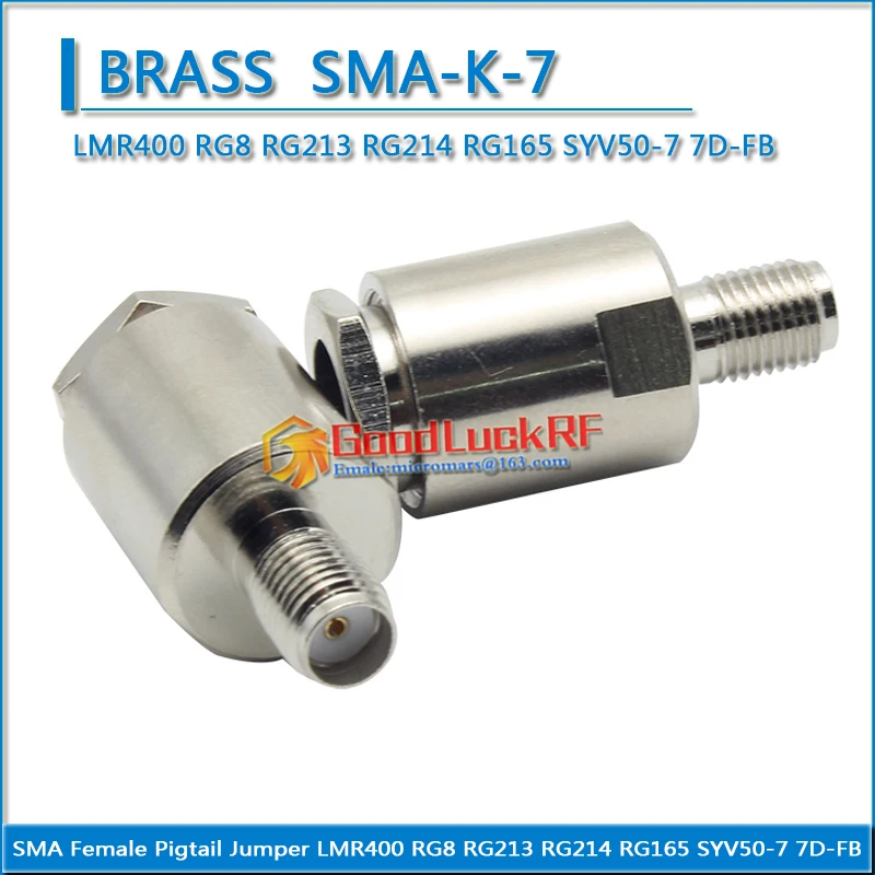 

1X Pcs RF Connector SMA Female plug Clamp Solder for LMR400 RG8 RG213 RG214 RG165 SYV50-7 7D-FB Cable Coax Brass silver