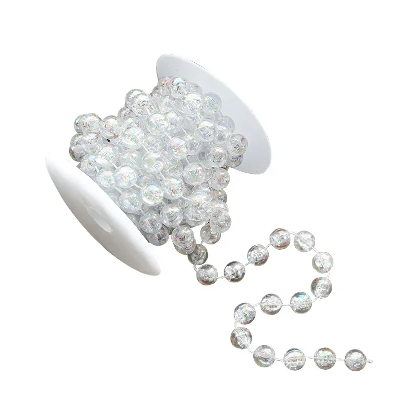 Perle d'arbre de noël 5M, flocon de neige en cristal, boule d'amour, pendentif, bricolage, nouvel an, mariage, perle acrylique, chaîne transparente de perles