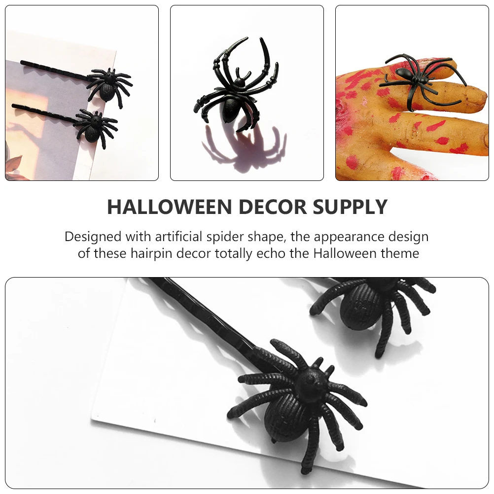 

3pcs Simulation Spider Hair Clips Halloween Fake Party Prank Decor for Women Men Kids Plastic Costume Accessories Trick