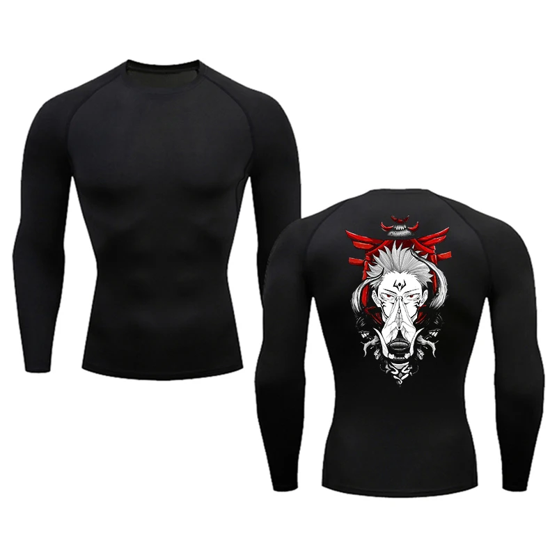 2024 New Men's Compression T-Shirt Anime Jujitsu Kaisen print Long sleeve Sport Quick Dry Gym TShirts Fitness Elasticity Tops