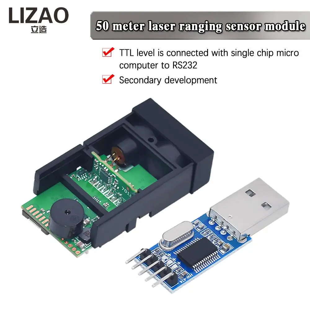 50m/164ft Laser Distance Measuring Sensor Range Finder Module Low cost Diastimeter Single & Continuous Measurement