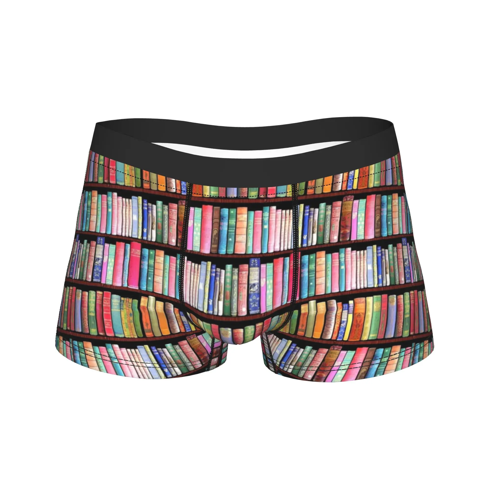 Bookworm Antique book library Underwear  Customs Boxershorts Hot Sale Men's Panties Funny Boxer Brief Gift