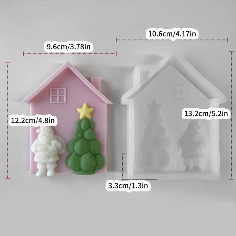 Durable Silicone Molds Reusable Christmas House Shaped Mold Perfect for Handmade Crafts and Holiday Decorations